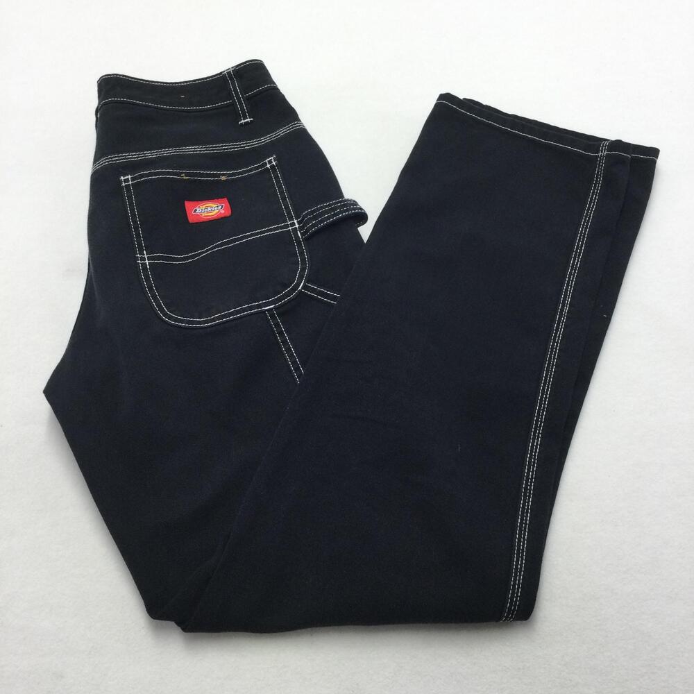 Dickies Girl Pants Juniors 3/26 Black Carpenter Twill Workwear Utility Pockets